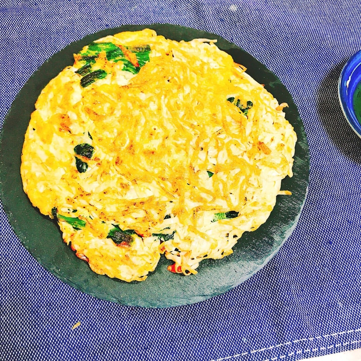 【焼くだけ簡単】糖質0麺♡韓国風チヂミ